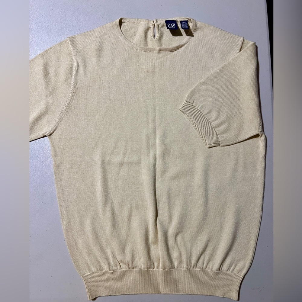 💛🧈🧶GAP Butter Yellow Cotton Crewneck Short Sleeve Sweater